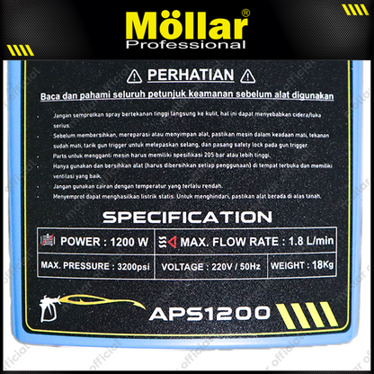 MOLLAR MLR-APS1200 Mesin Airless Paint Spray Gun