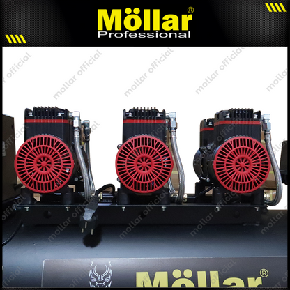 MOLLAR MLR-AC15100H3BP-R Mesin Kompresor Angin Oilless 3x1 HP 100 Liter Black Panther