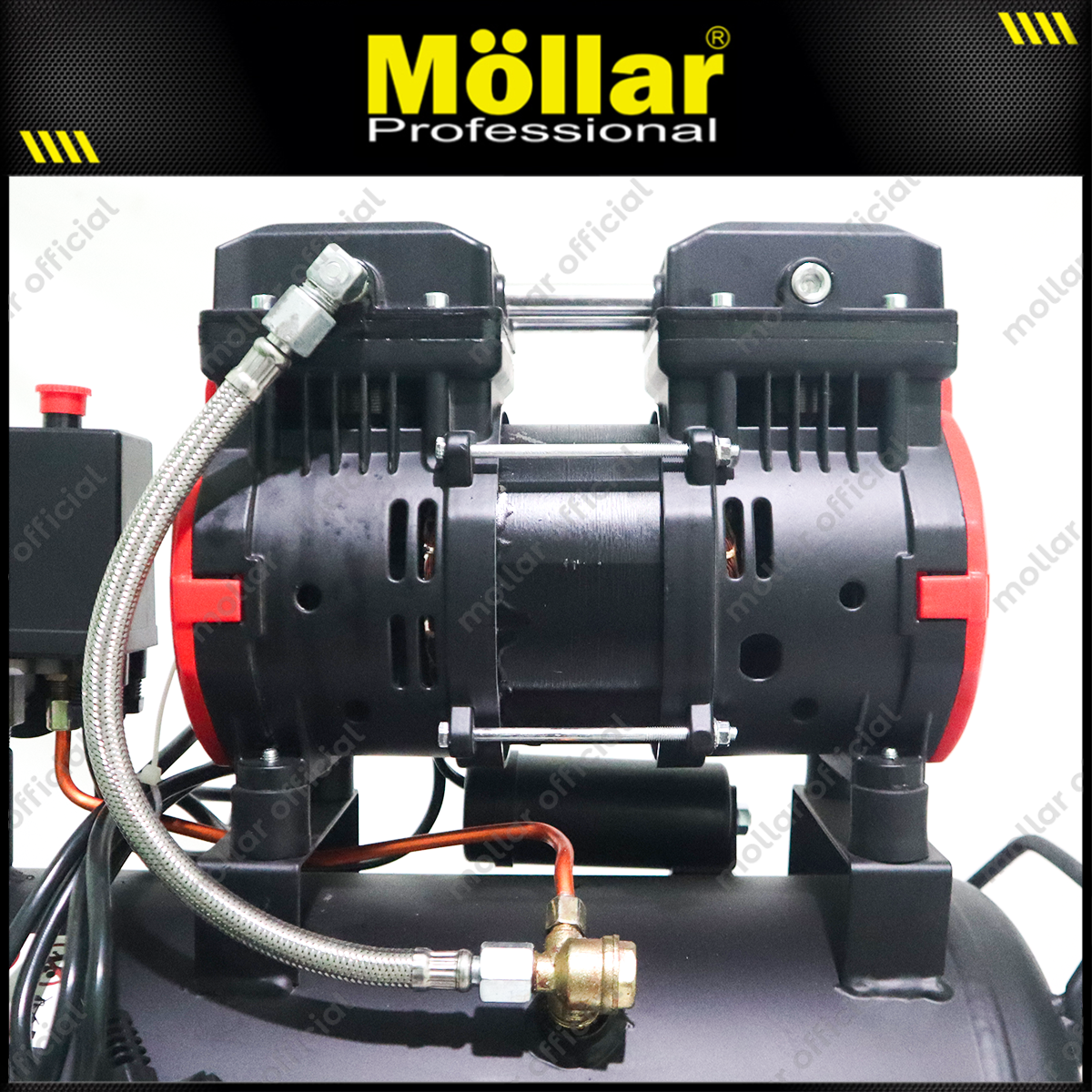 MOLLAR MLR-AC-1024BP Mesin Kompresor Angin Oilless 3/4 HP 24 Liter Black Panther