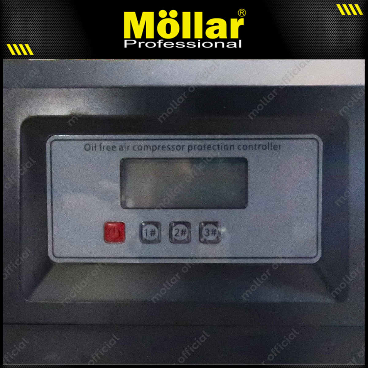 MOLLAR MLR-AC15100H3BP-R Mesin Kompresor Angin Oilless 3x1 HP 100 Liter Black Panther