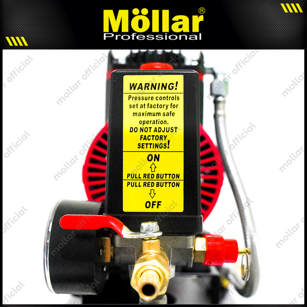 MOLLAR MLR-AC-1535BP Mesin Kompresor Angin Oilless 1 HP 35 Liter Black Panther