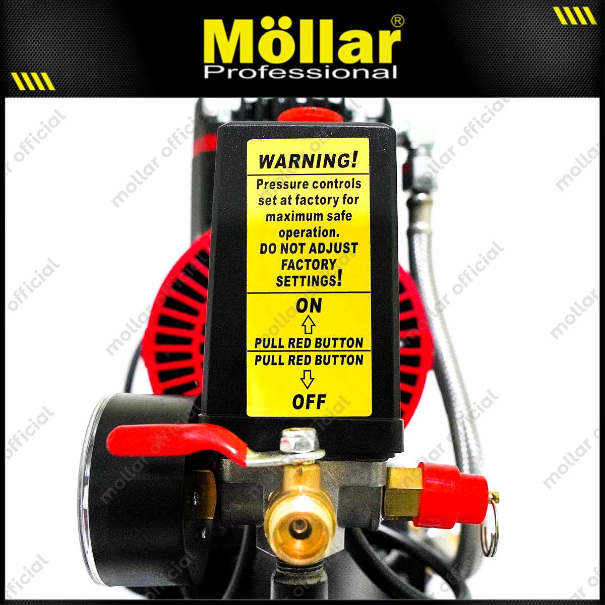 MOLLAR MLR-AC-1525BP Mesin Kompresor Angin Oilless 1 HP 25 Liter Black Panther
