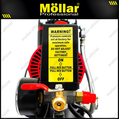 MOLLAR MLR-AC-1525BP Mesin Kompresor Angin Oilless 1 HP 25 Liter Black Panther