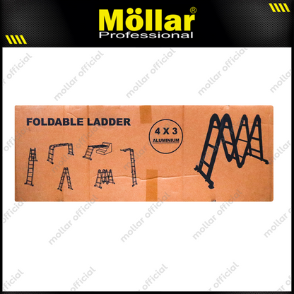 MOLLAR Tangga Lipat Almunium 4x3 3.4 meter 2 Roda