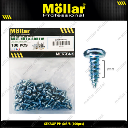MOLLAR 93-020 Sekrup PH 6 x 3/8 - 100 pcs