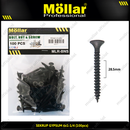 MOLLAR 93-011 Sekrup Gypsum 6 x 1-1/4 - 100 pcs