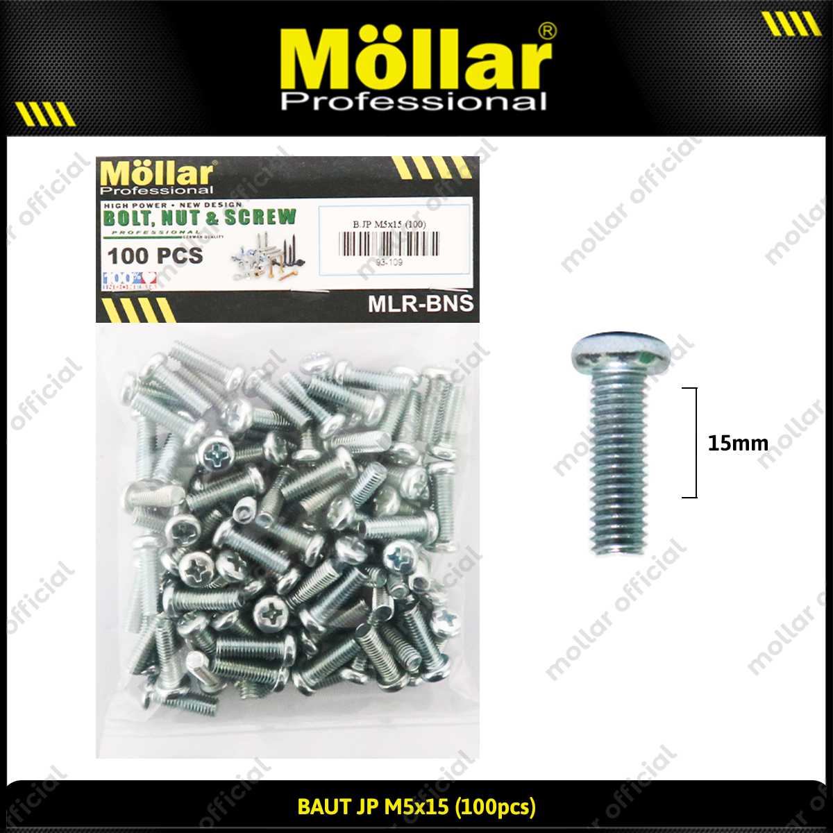 MOLLAR 93-109 Baut JP M5 x 15 - 100 pcs