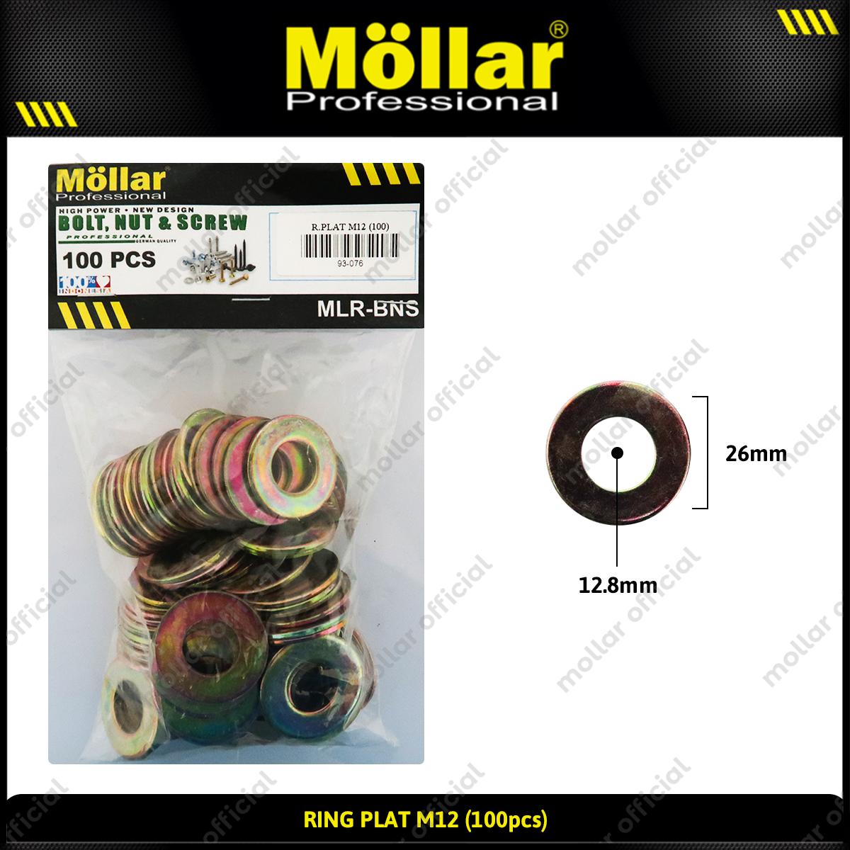 MOLLAR 93-076 Ring Plat M12 - 100 pcs