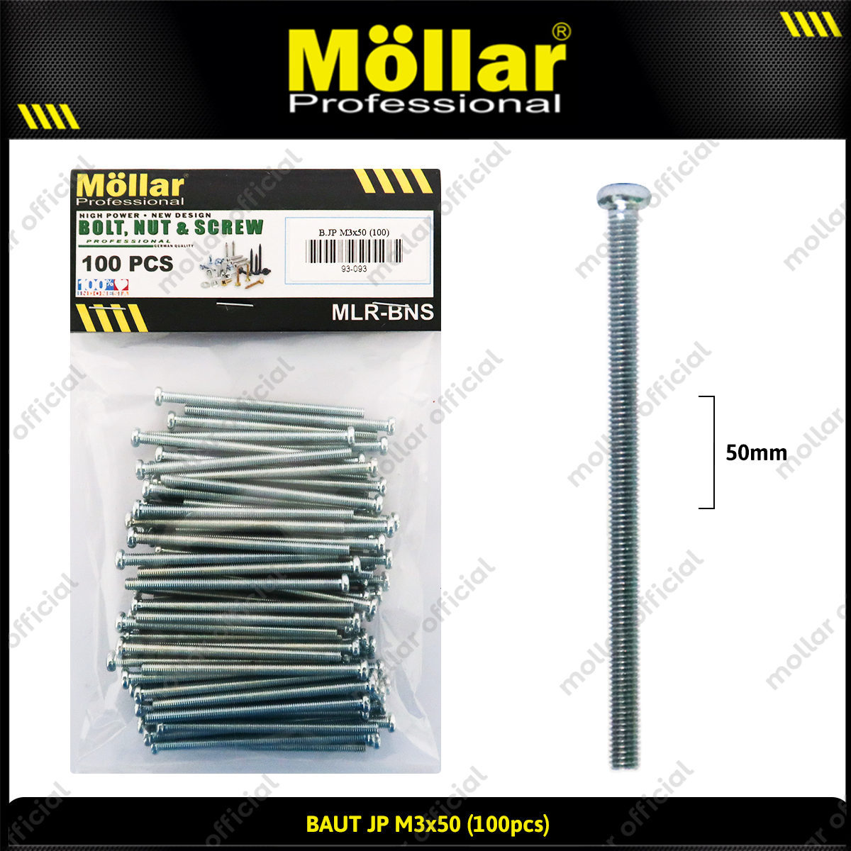 MOLLAR 93-093 Baut JP M3 x 50 - 100 pcs