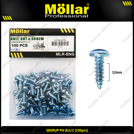MOLLAR 93-029 Sekrup PH 8 x 1/2 - 100 pcs