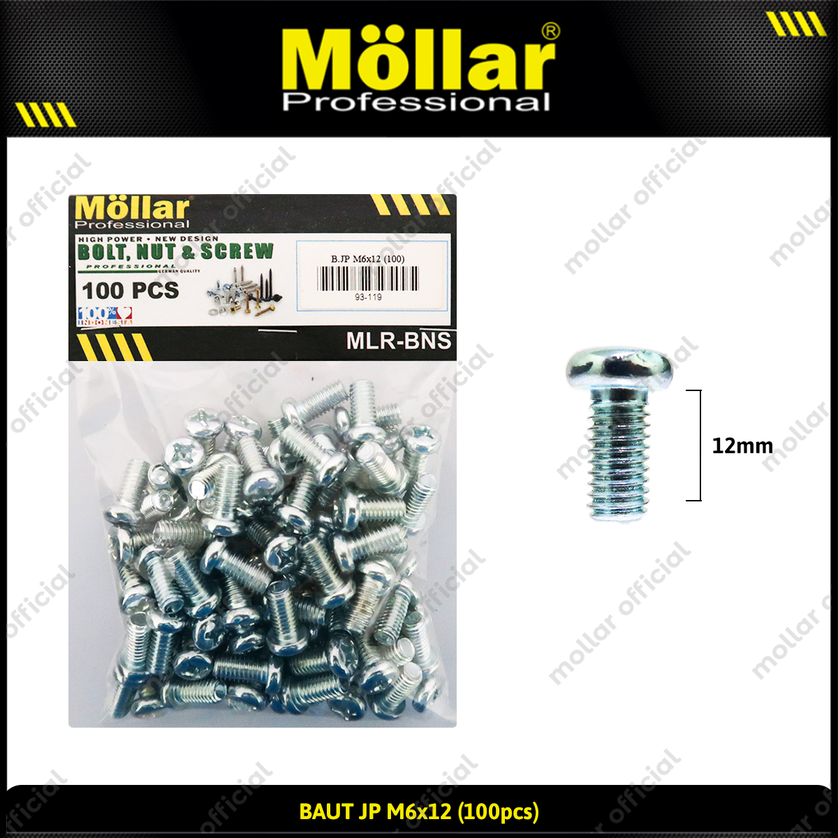 MOLLAR 93-119 Baut JP M6 x 12 - 100 pcs