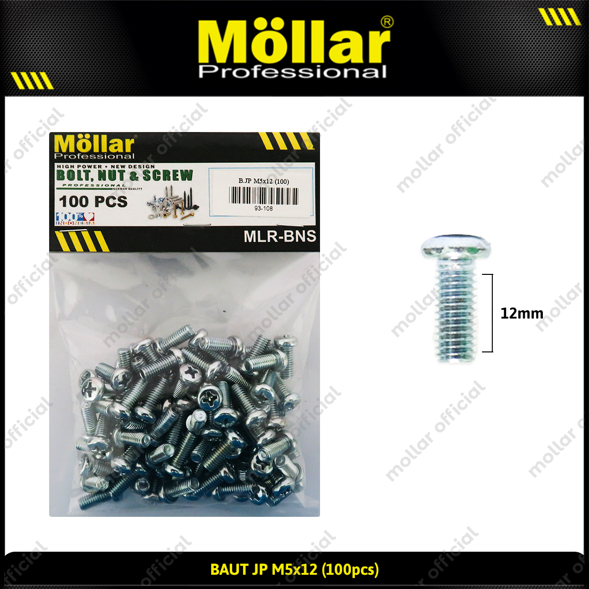 MOLLAR 93-108 Baut JP M5 x 12 - 100 pcs