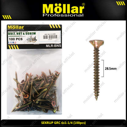 MOLLAR 93-007 Sekrup GRC 6 x 1-1/4 - 100 pcs
