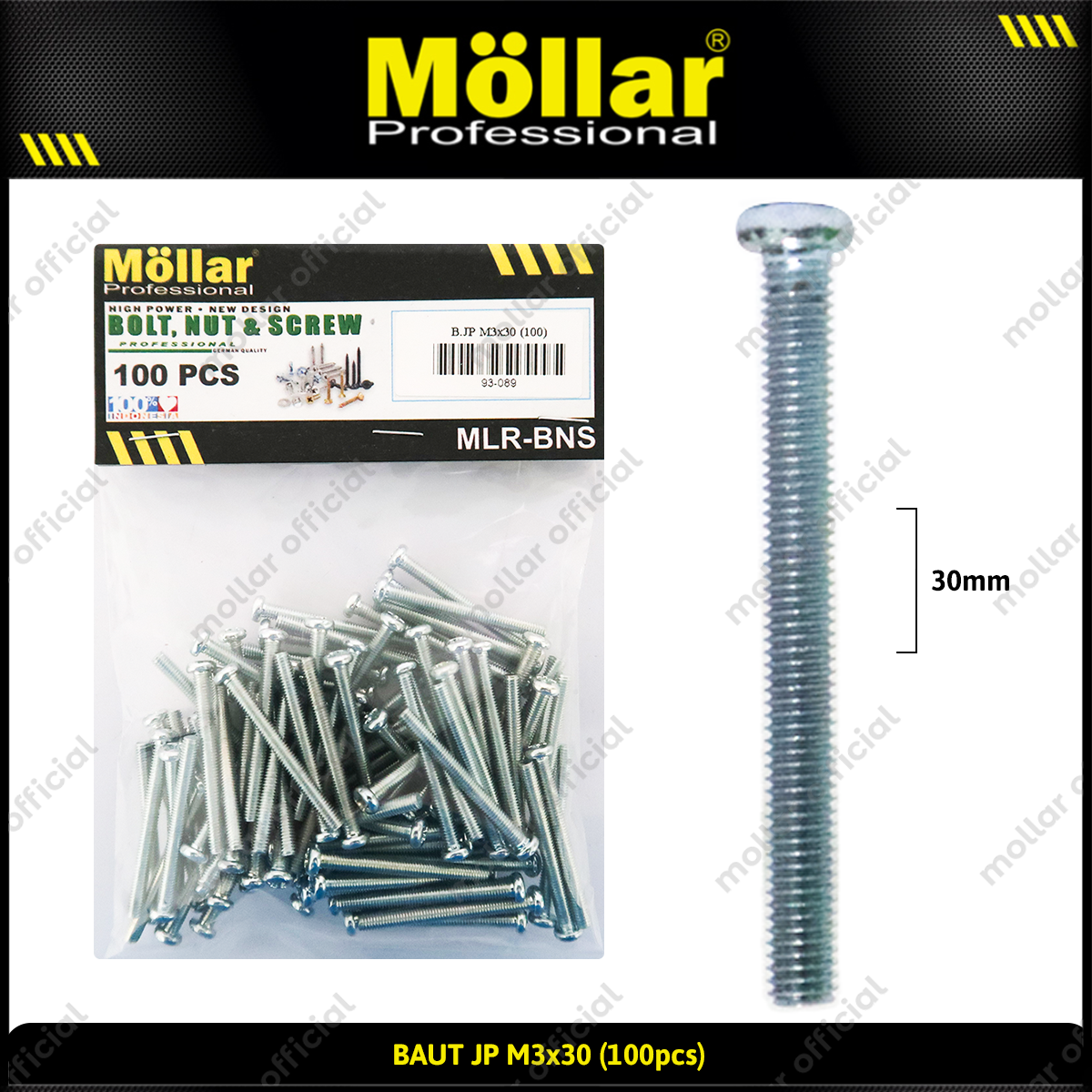 MOLLAR 93-089 Baut JP M3 x 30 - 100 pcs