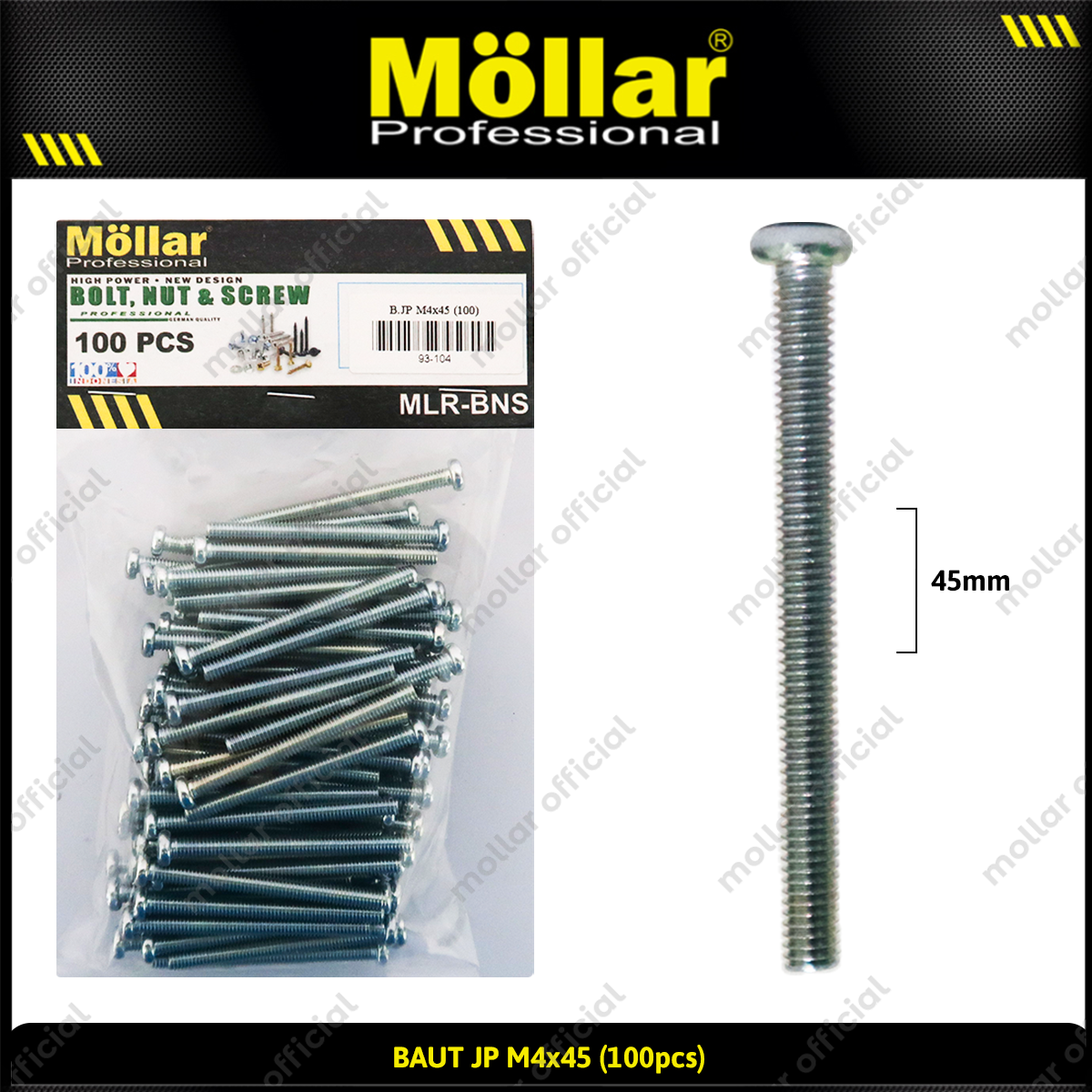 MOLLAR 93-104 Baut JP M4 x 45 - 100 pcs