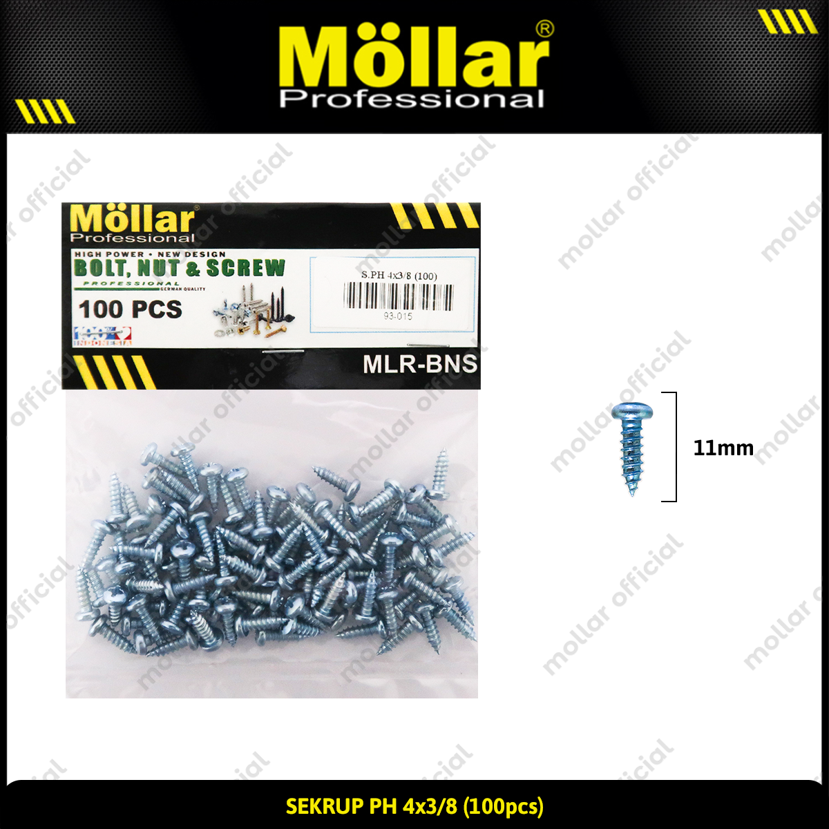 MOLLAR 93-015 Sekrup PH 4 x 3/8 - 100 pcs