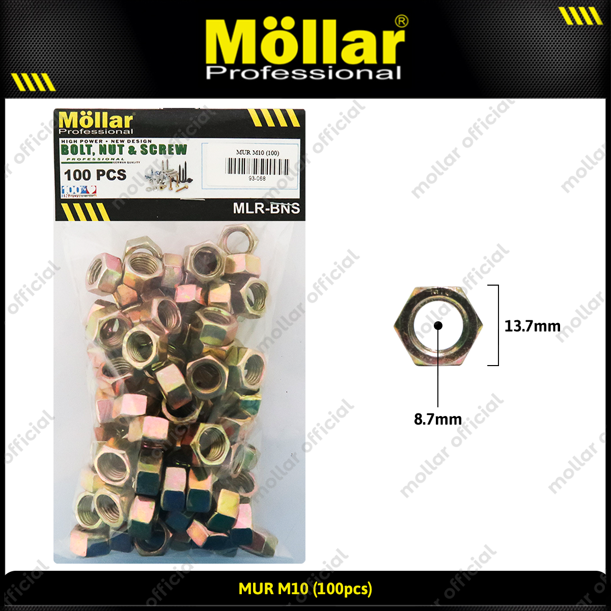 MOLLAR 93-068 Mur M10 - 100 pcs