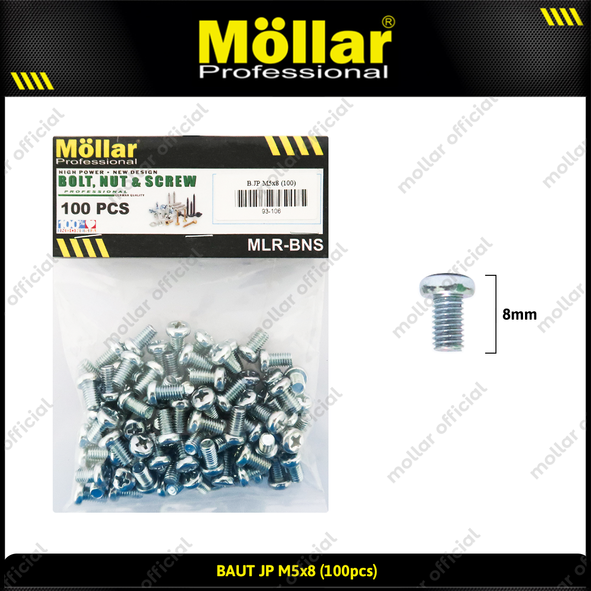 MOLLAR 93-106 Baut JP M5 x 8 - 100 pcs