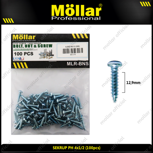 MOLLAR 93-016 Sekrup PH 4 x 1/2 - 100 pcs