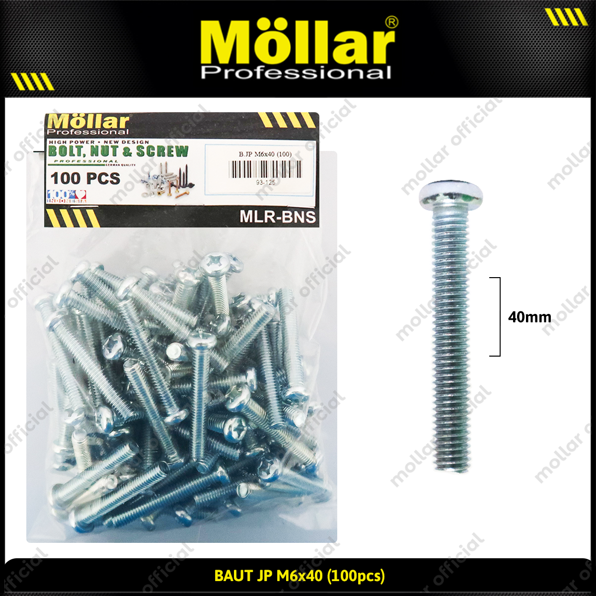 MOLLAR 93-125 Baut JP M6 x 40 - 100 pcs