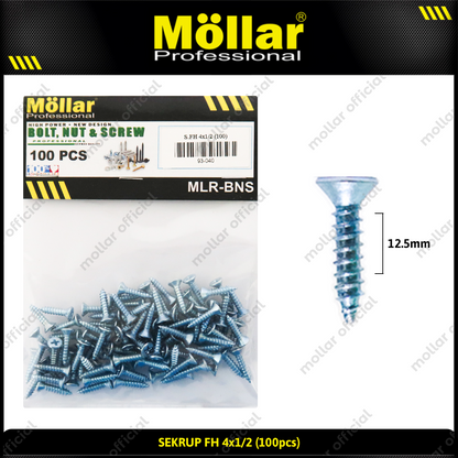 MOLLAR 93-040 Sekrup FH 4 x 1/2 - 100 pcs