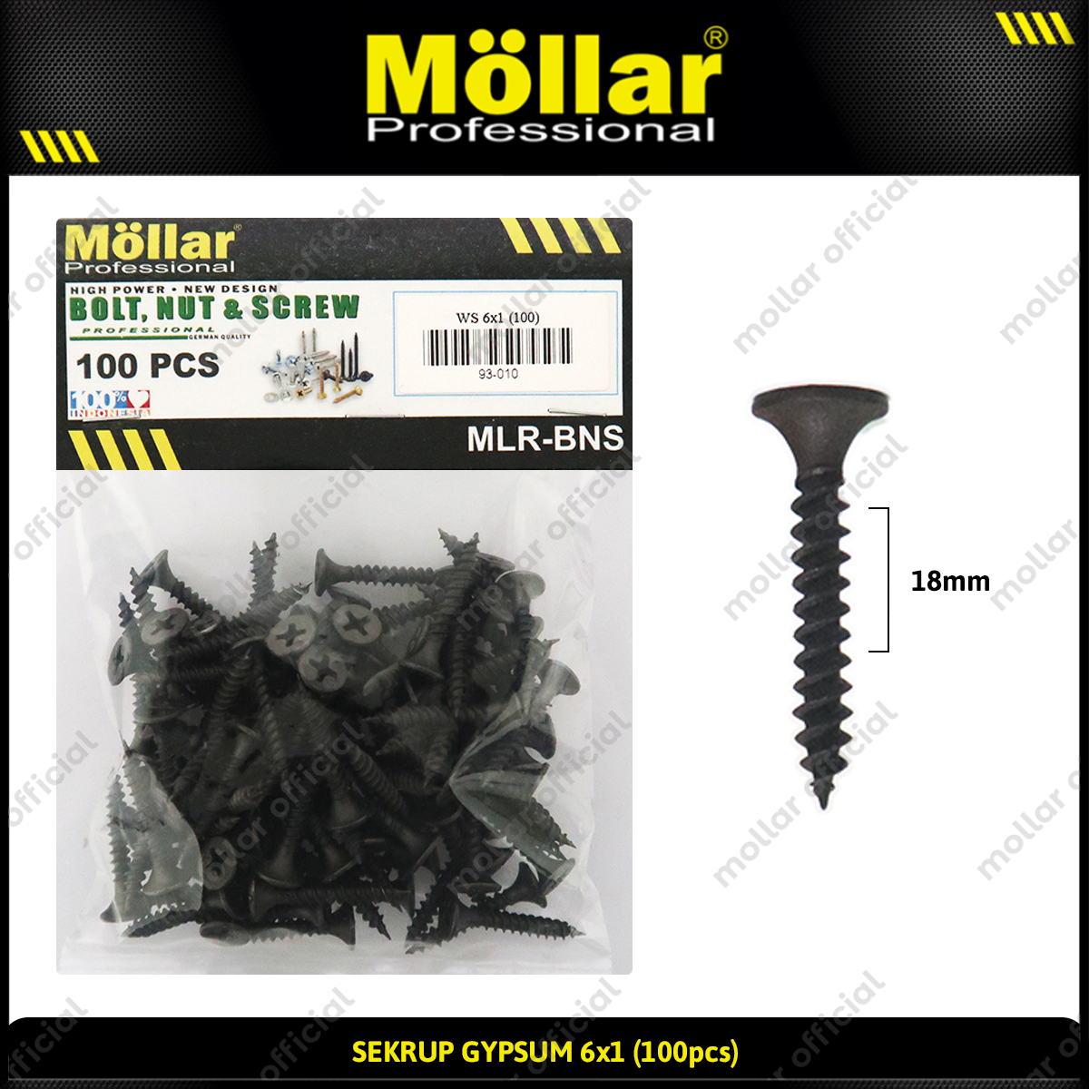 MOLLAR 93-010 Sekrup Gypsum 6 x 1 - 100 pcs