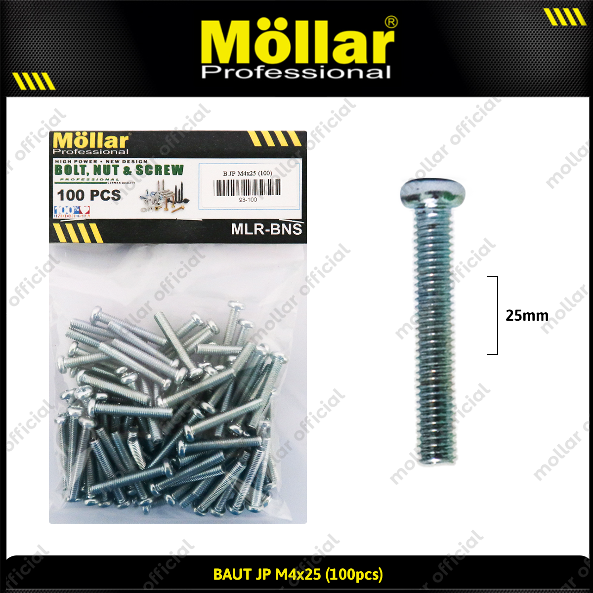 MOLLAR 93-100 Baut JP M4 x 25 - 100 pcs