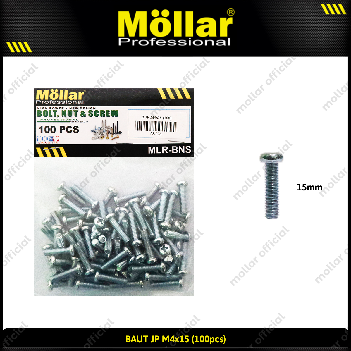 MOLLAR 93-098 Baut JP M4 x 15 - 100 pcs