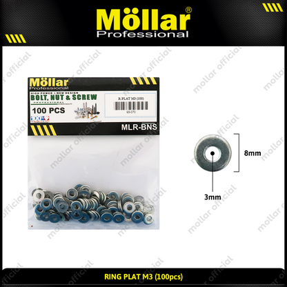 MOLLAR 93-070 Ring Plat M3 - 100 pcs
