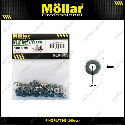 MOLLAR 93-070 Ring Plat M3 - 100 pcs