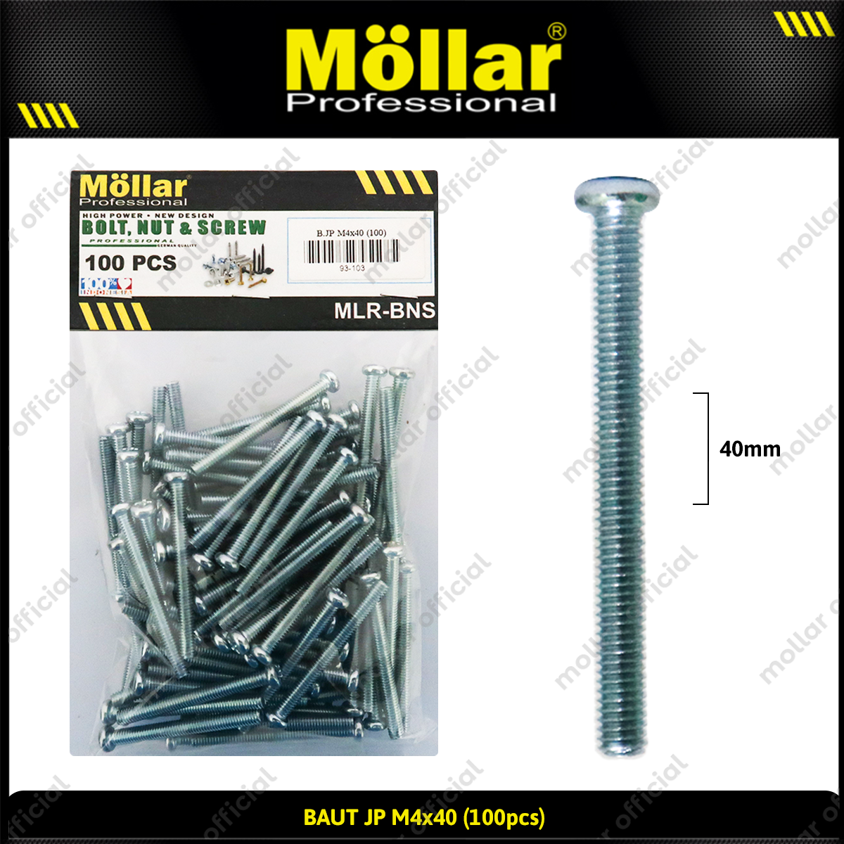 MOLLAR 93-103 Baut JP M4 x 40 - 100 pcs