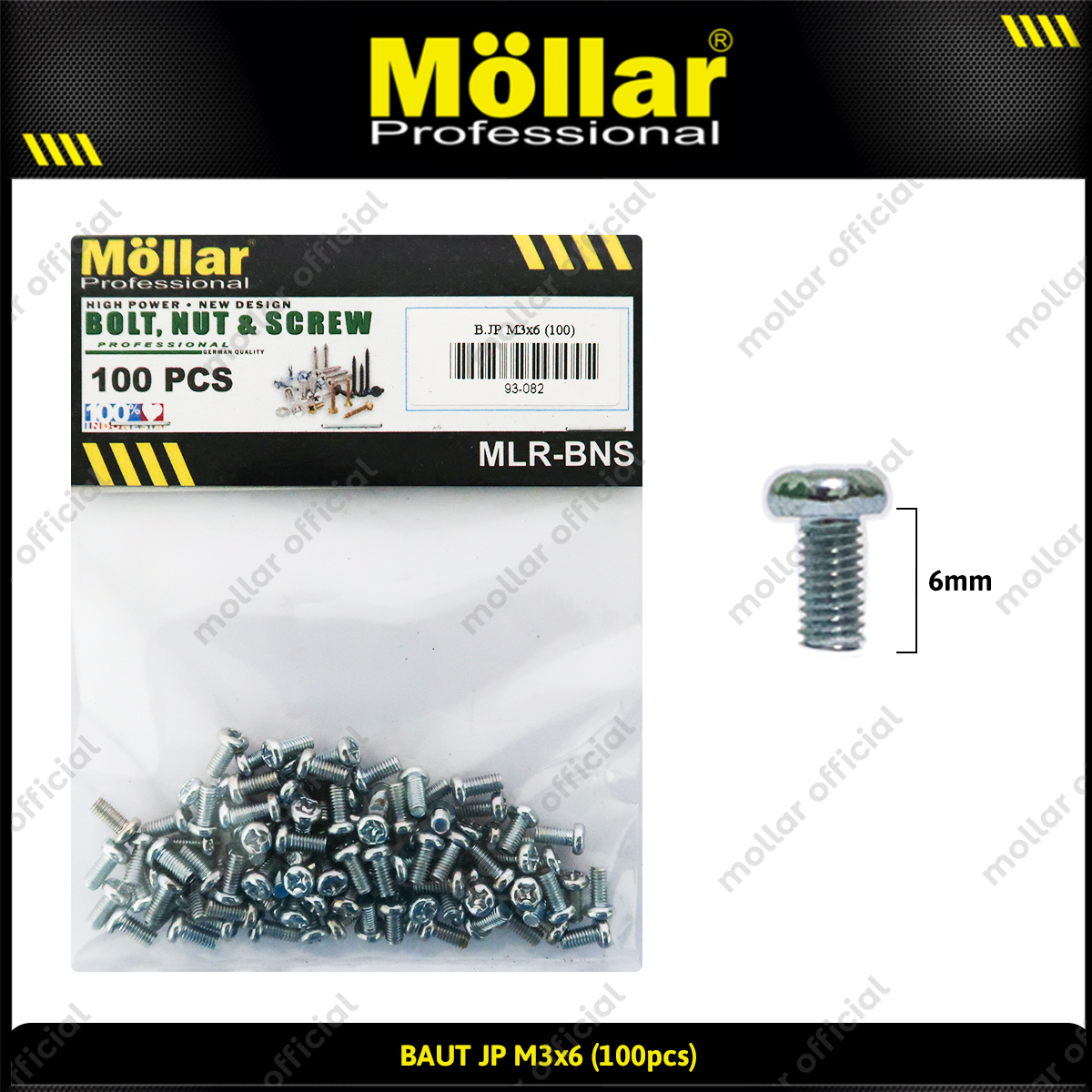 MOLLAR 93-082 Baut JP M3 x 6 - 100 pcs
