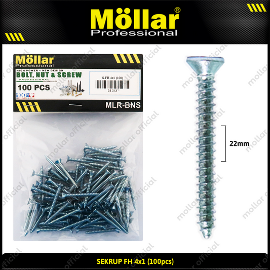 MOLLAR 93-043 Sekrup FH 4 x 1 - 100 pcs