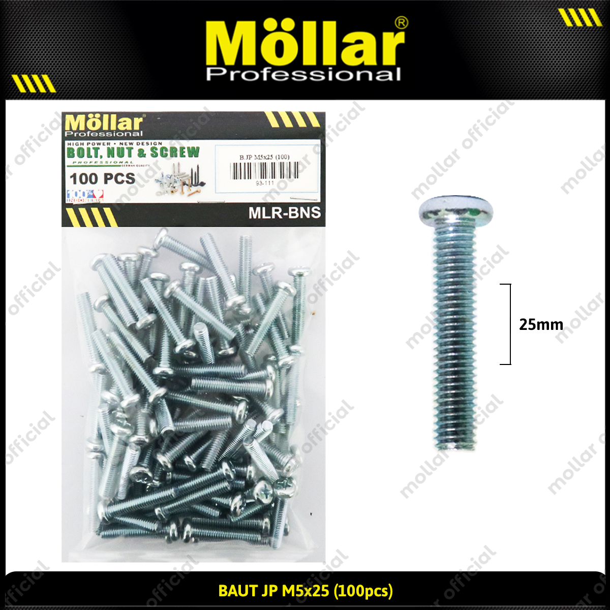 MOLLAR 93-111 Baut JP M5 x 25 - 100 pcs