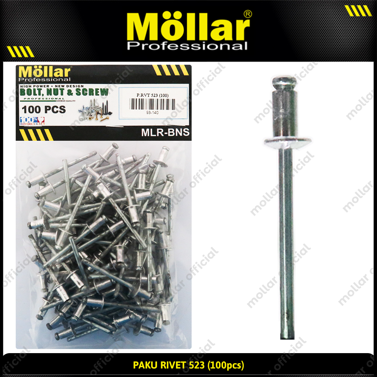 MOLLAR 93-140 Paku Rivet 523 - 100 pcs