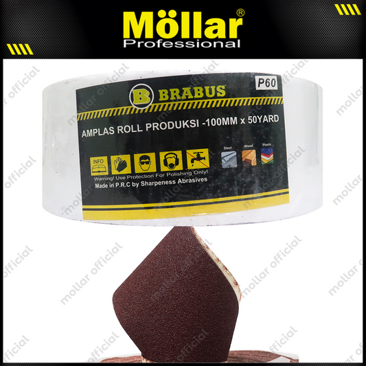 BRABUS No. 60 Amplas Roll 45 Meter Kain Abrasive Cloth Kayu Tembok