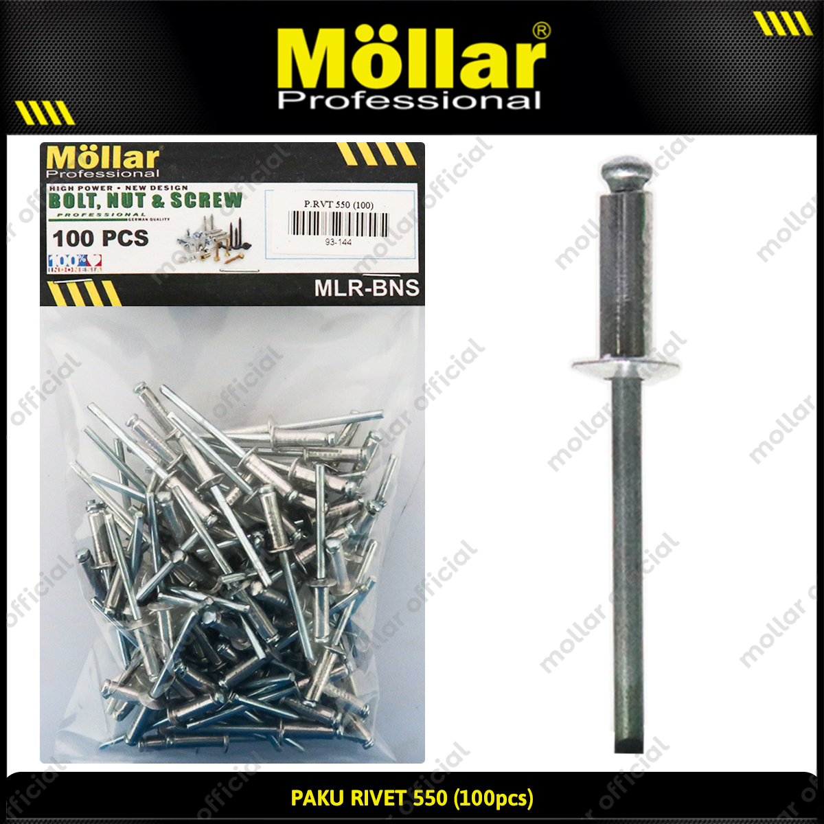 MOLLAR 93-144 Paku Rivet 550 - 100 pcs
