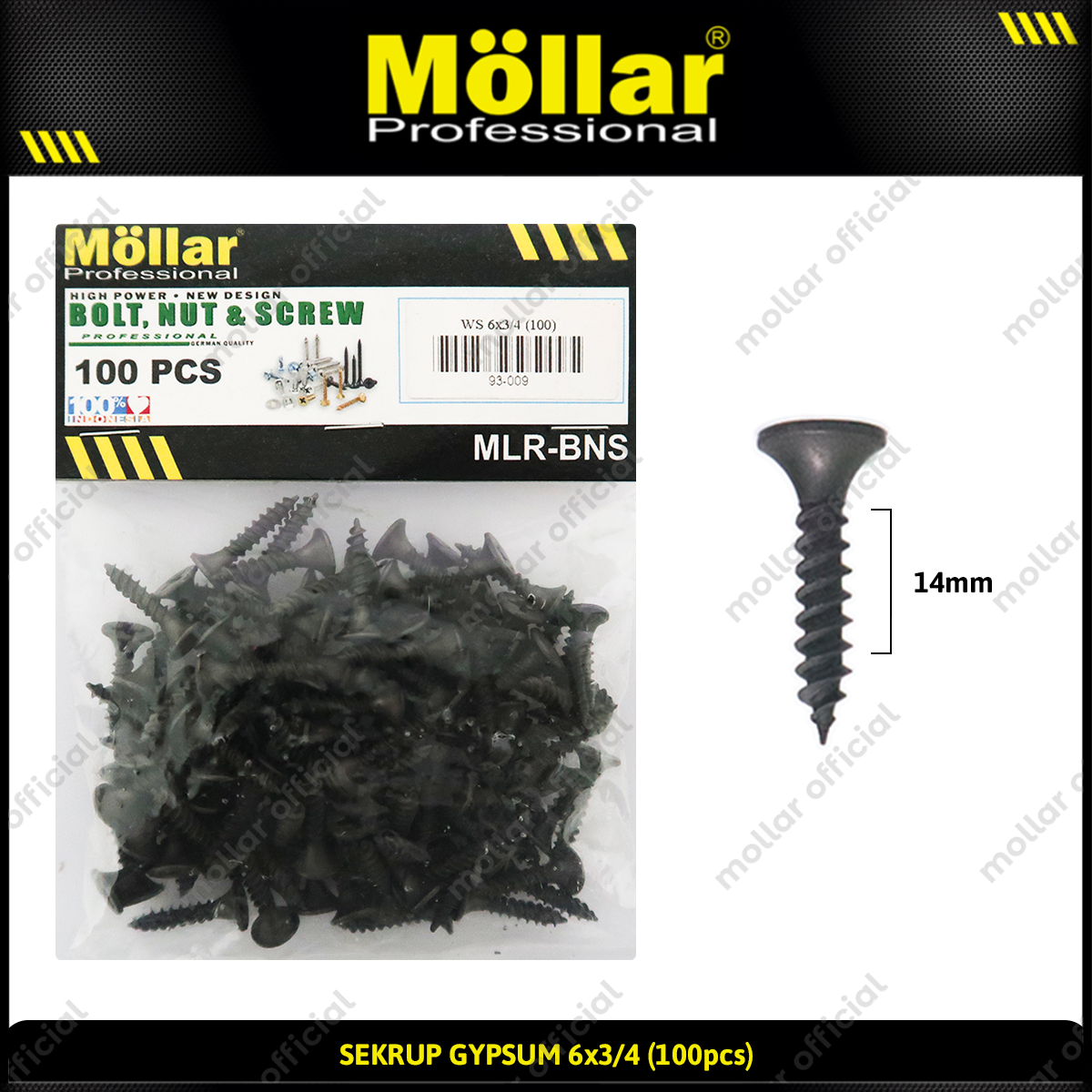 MOLLAR 93-009 Sekrup Gypsum 6 x 3/4 - 100 pcs