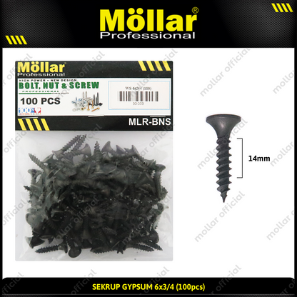 MOLLAR 93-009 Sekrup Gypsum 6 x 3/4 - 100 pcs
