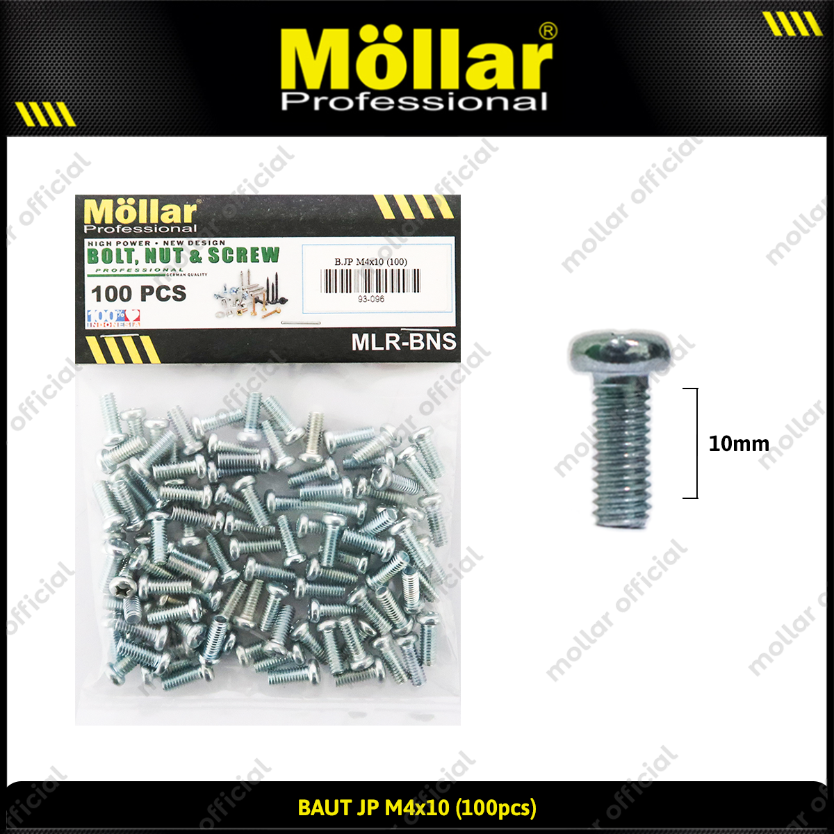 MOLLAR 93-096 Baut JP M4 x 10 - 100 pcs