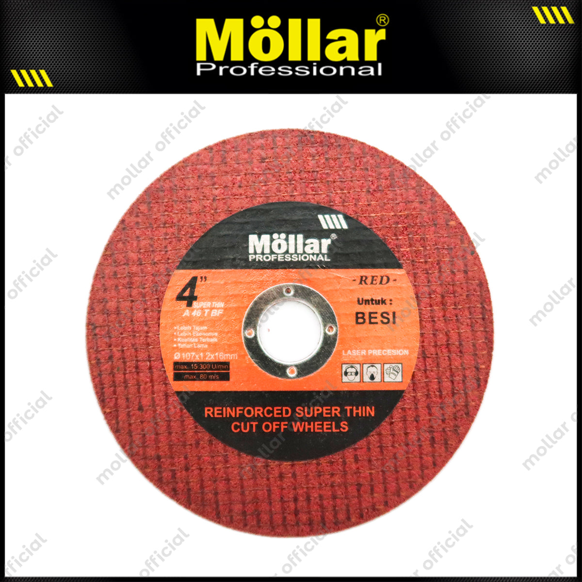 MOLLAR 1 pak 50 pcs Merah Cutting Wheel 4" Mata Gerinda Potong Besi