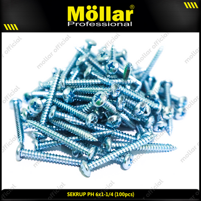 MOLLAR 93-025 Sekrup PH 6 x 1-1/4 - 100 pcs