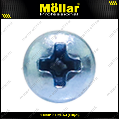 MOLLAR 93-025 Sekrup PH 6 x 1-1/4 - 100 pcs