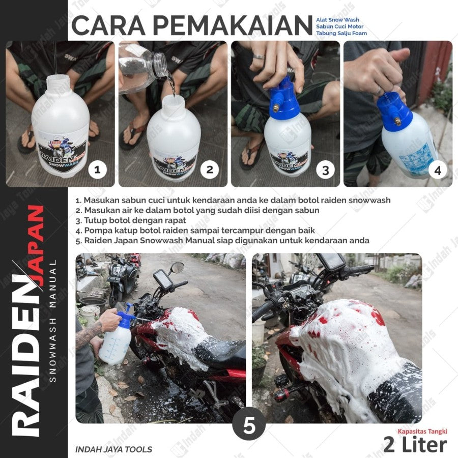 RAIDEN Botol Sprayer Snow Wash 2 liter / Alat Cuci Sabun Semprotan Air