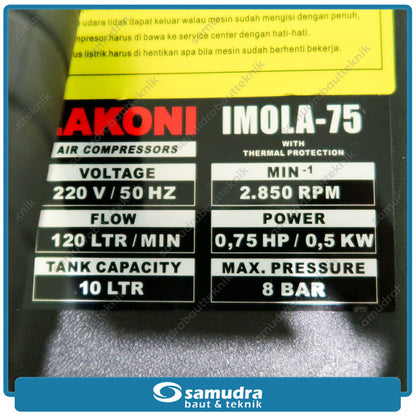 LAKONI IMOLA-75 Mesin Kompresor Listrik 3/4 HP 10 Liter
