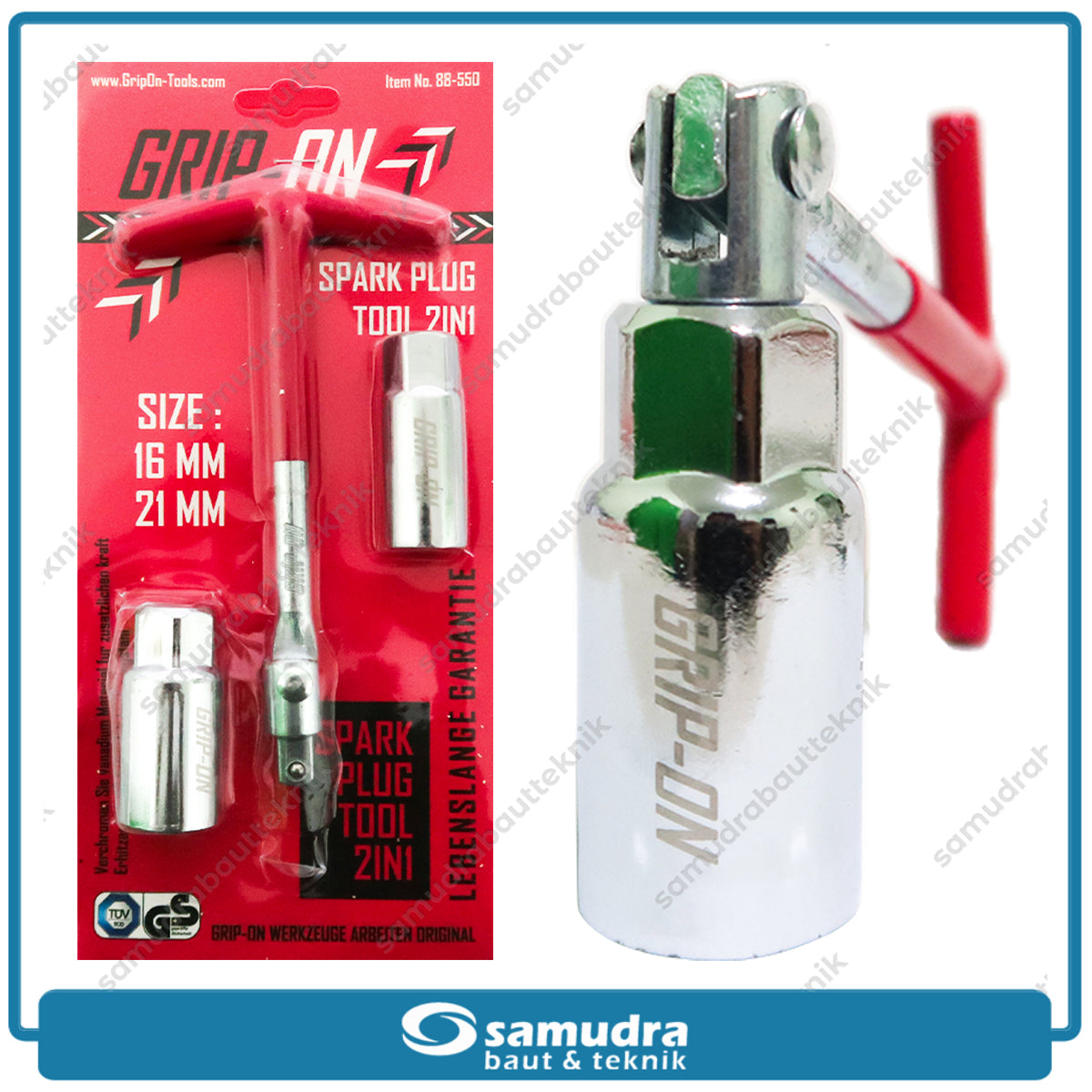 GRIPON 88-550 Kunci Sok T Busi 2 in 1 (16 & 21 mm)