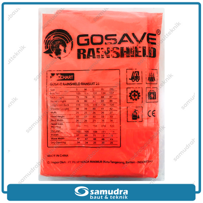 GOSAVE RAINSHIELD 2S Jas Hujan Baju Celana (XXL) Oranye