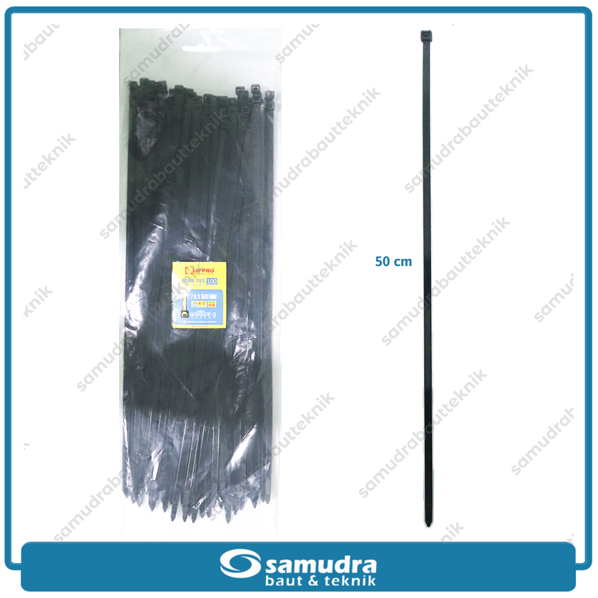 LIPPRO Kabel Ties 7.6x500 mm Hitam