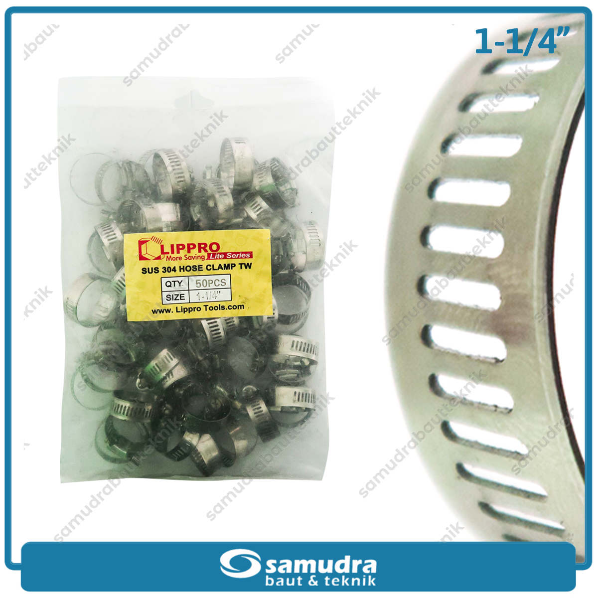 LIPPRO Klem Selang 1-1/4" Inch Ss Hose Clamp Taiwan - Isi 50 Pcs