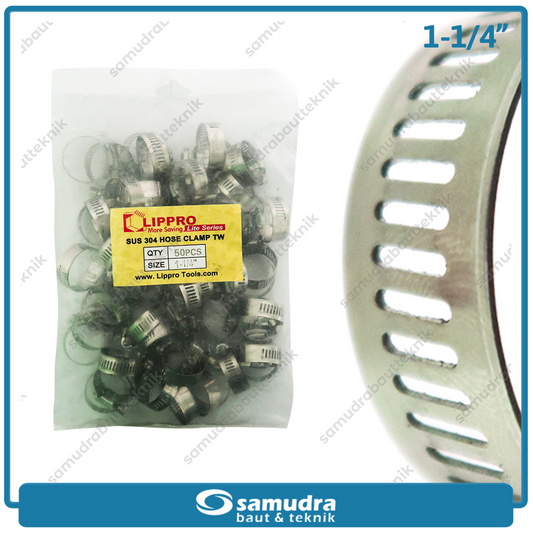 LIPPRO Klem Selang 1-1/4" Inch Ss Hose Clamp Taiwan - Isi 50 Pcs